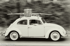 Classic VW Beetle with retro longboard and Esky